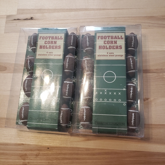 FOOTBALL CORN HOLDERS STAINLESS STEEL PRONGS (2 BOXES SET OF 8) 2014 COMPANION - Picture 3 of 10